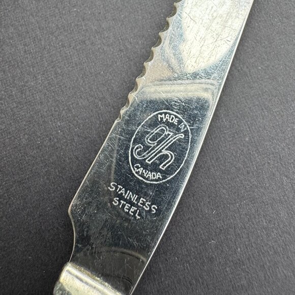 Vintage Set of 4 Steak Knives by Glo Hill Canada Faux Antlers & Stainless Steel - Picture 6 of 6